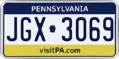 PA license plate JGX3069