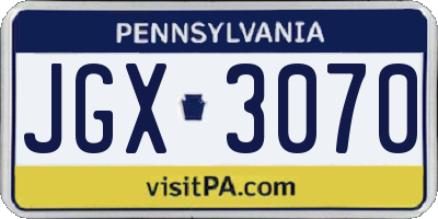 PA license plate JGX3070