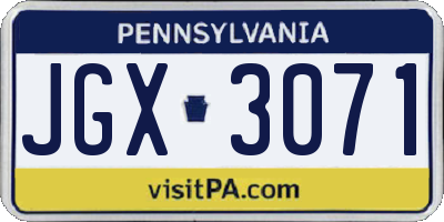 PA license plate JGX3071