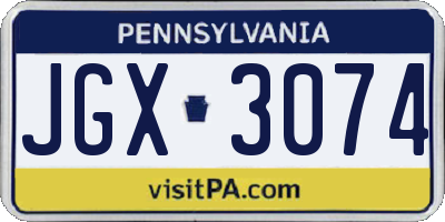 PA license plate JGX3074