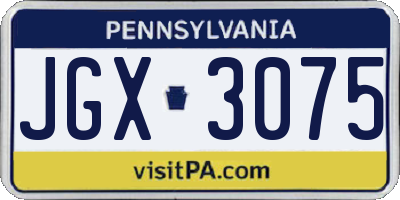 PA license plate JGX3075