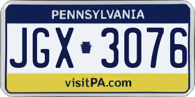 PA license plate JGX3076