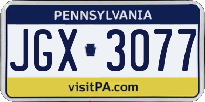 PA license plate JGX3077