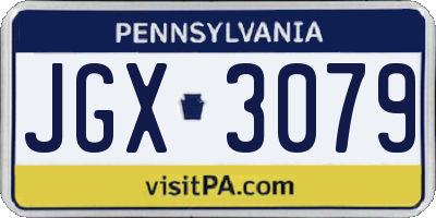 PA license plate JGX3079