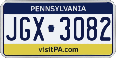 PA license plate JGX3082