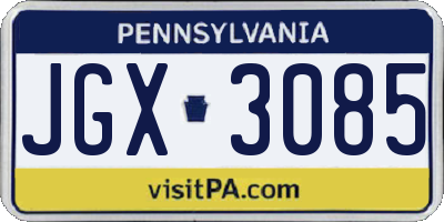 PA license plate JGX3085