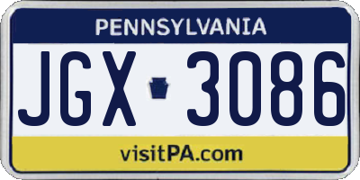 PA license plate JGX3086