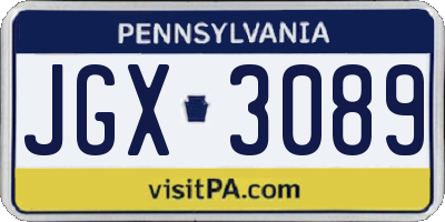 PA license plate JGX3089