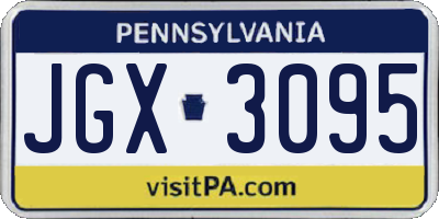 PA license plate JGX3095