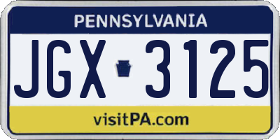 PA license plate JGX3125
