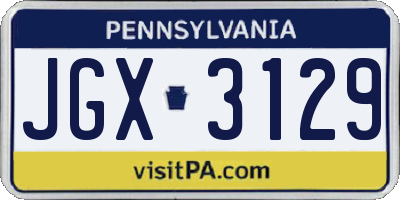 PA license plate JGX3129