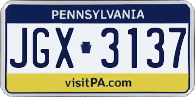 PA license plate JGX3137