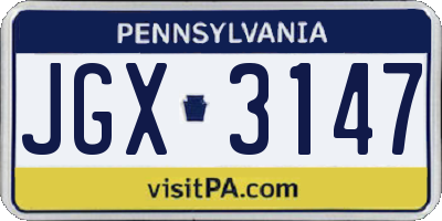 PA license plate JGX3147
