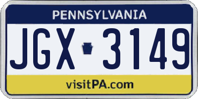 PA license plate JGX3149