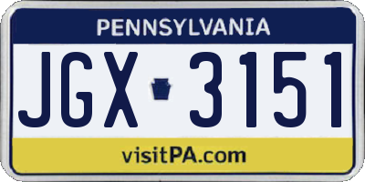 PA license plate JGX3151