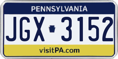 PA license plate JGX3152