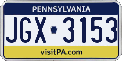 PA license plate JGX3153