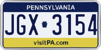 PA license plate JGX3154