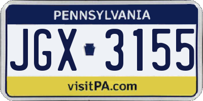 PA license plate JGX3155