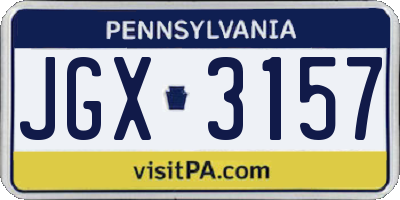 PA license plate JGX3157