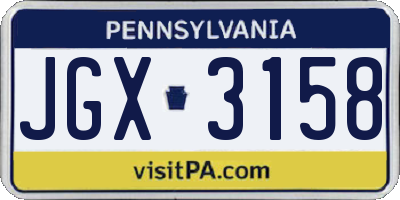 PA license plate JGX3158