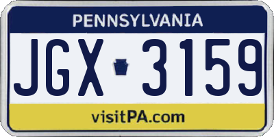 PA license plate JGX3159