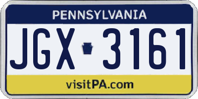 PA license plate JGX3161