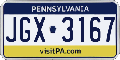 PA license plate JGX3167