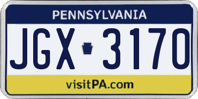 PA license plate JGX3170