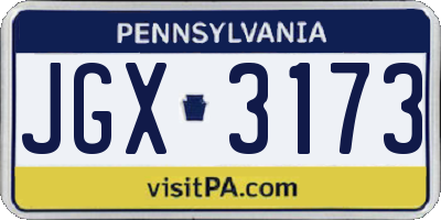 PA license plate JGX3173