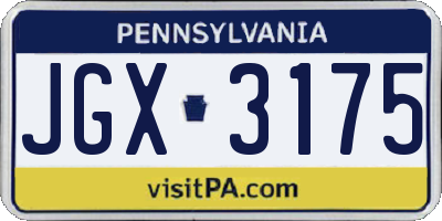 PA license plate JGX3175