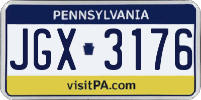 PA license plate JGX3176