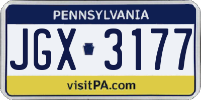 PA license plate JGX3177
