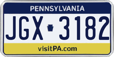 PA license plate JGX3182