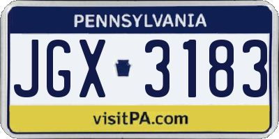 PA license plate JGX3183