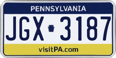PA license plate JGX3187