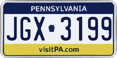 PA license plate JGX3199