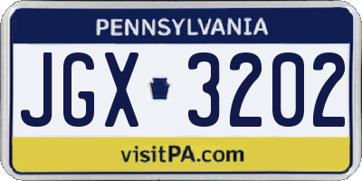 PA license plate JGX3202