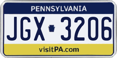PA license plate JGX3206