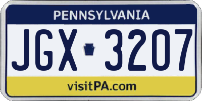 PA license plate JGX3207