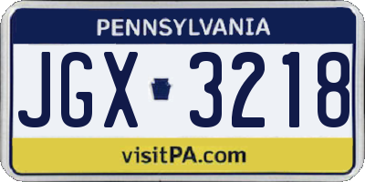 PA license plate JGX3218