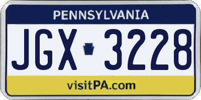 PA license plate JGX3228