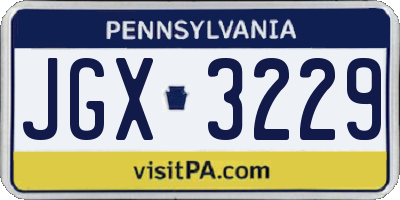 PA license plate JGX3229