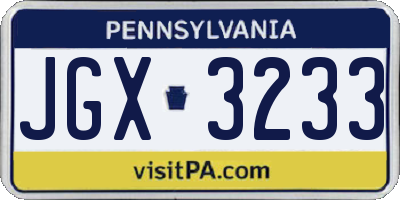 PA license plate JGX3233