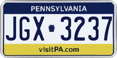 PA license plate JGX3237