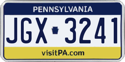 PA license plate JGX3241