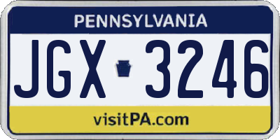 PA license plate JGX3246