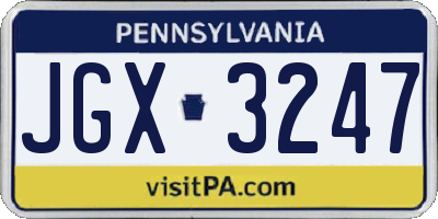 PA license plate JGX3247