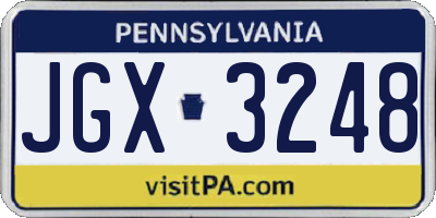 PA license plate JGX3248