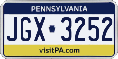 PA license plate JGX3252